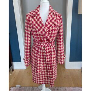 DIA Wool Alpaca Hot Pink Large Hounds Tooth Fitted Coat Size Small